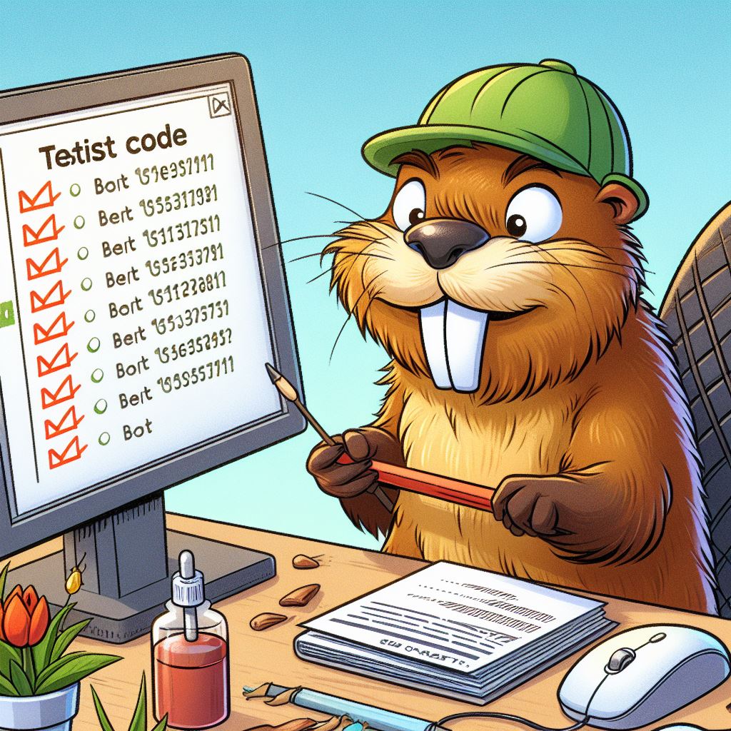A picture of a beaver working on tests