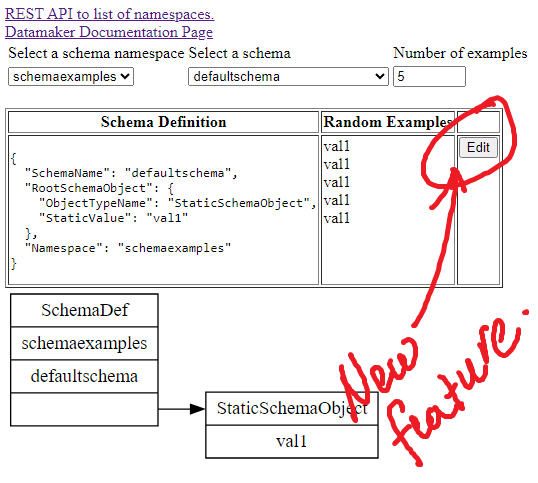 screenshot of datamaker page with new "Edit" button circled