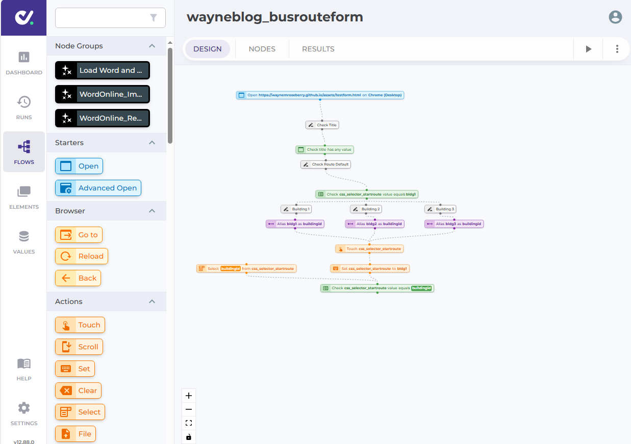 A screenshot of a workflow in DoesQA