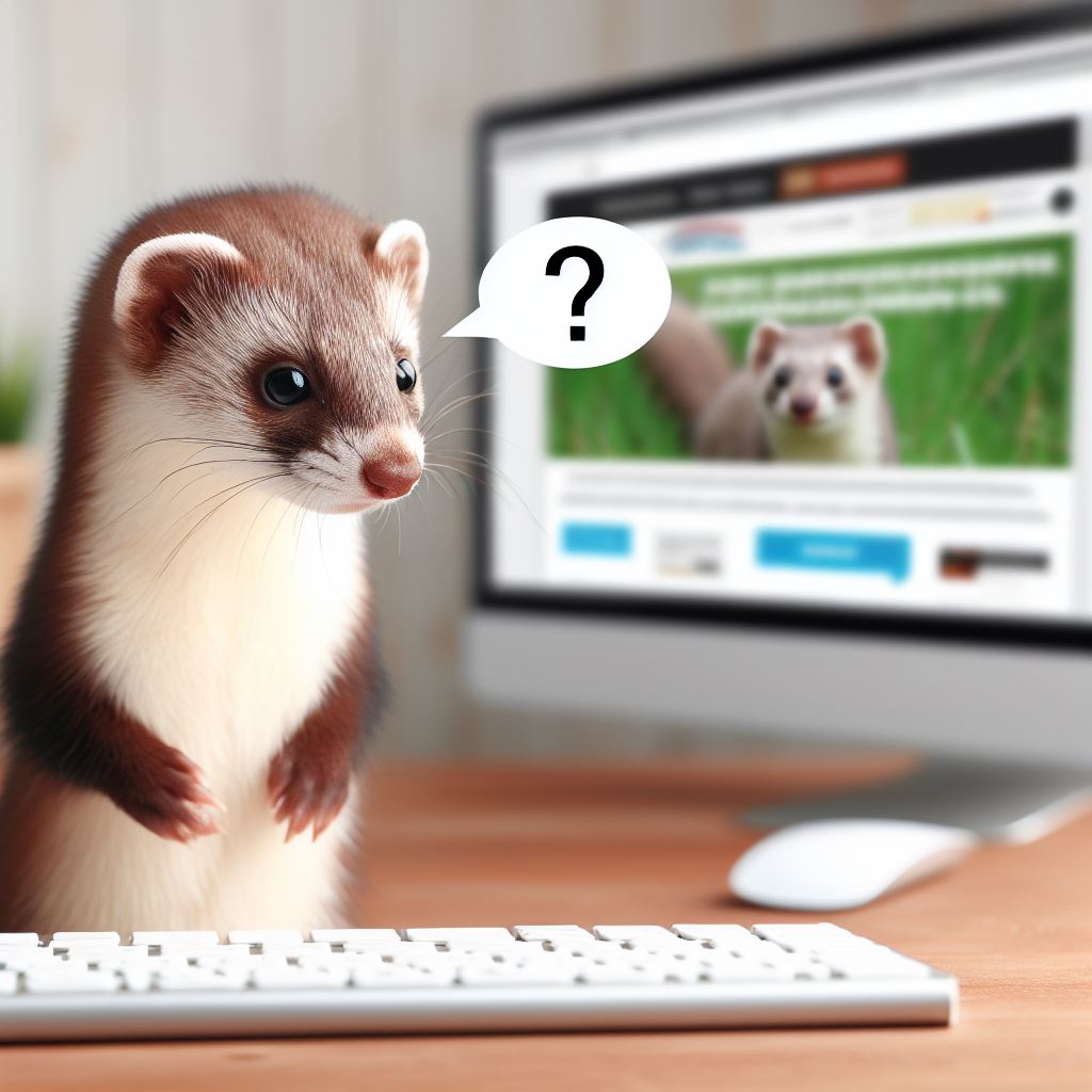 A weasel contemplating a web page